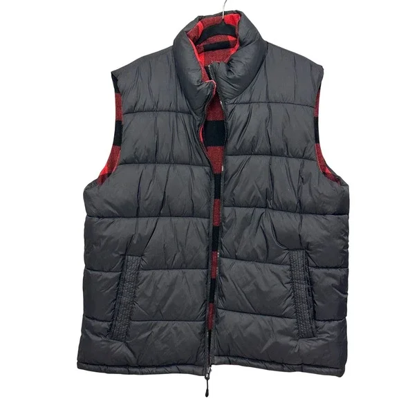 G.H. Bass & Co. Mens XL Reversible Puffer Vest Wool Blend Buffalo Plaid Outdoors - Picture 2 of 9